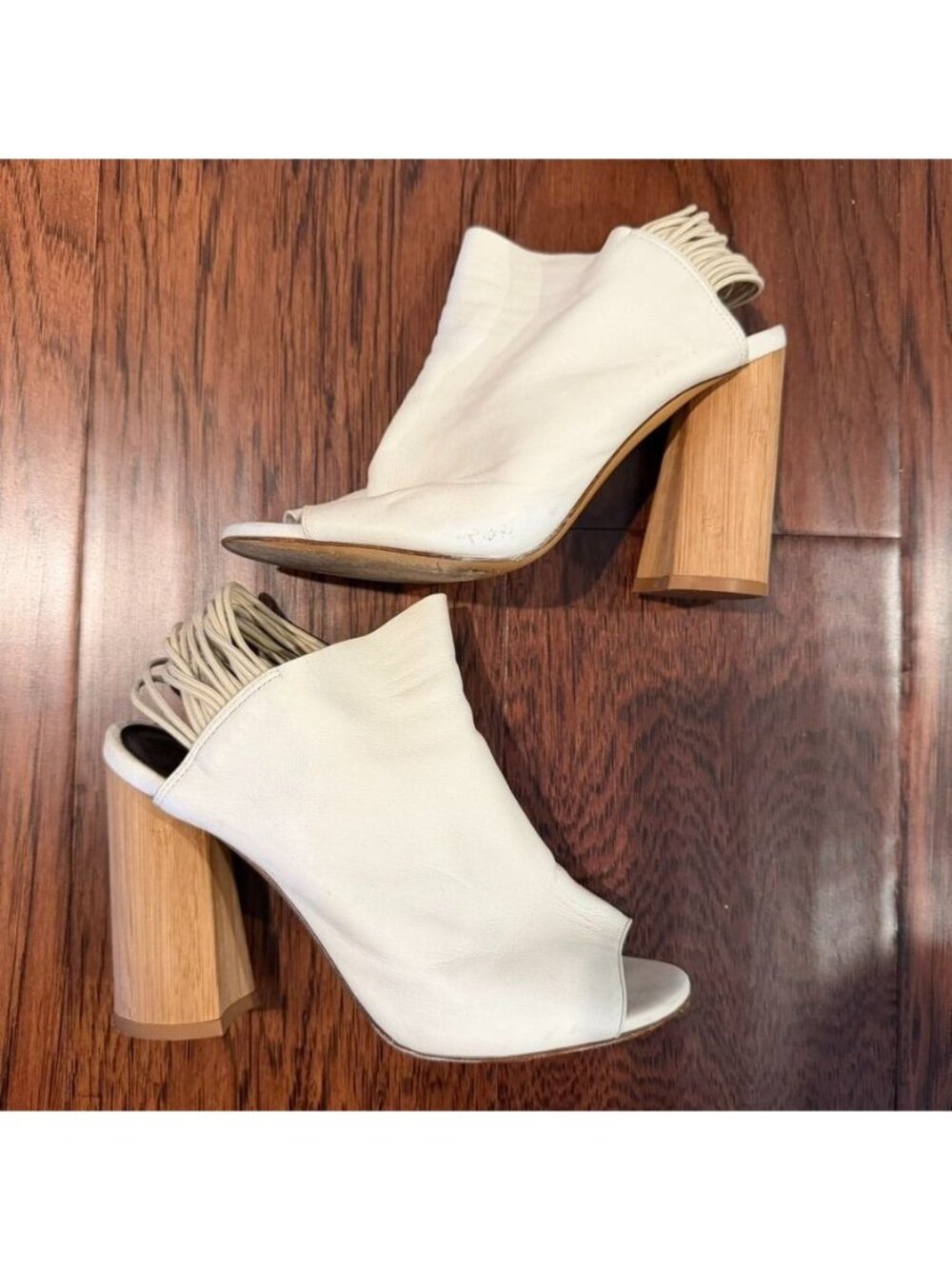 3.1 Phillip Lim White Soft Leather Slingback Heel Booties Size 36 Made In Italy